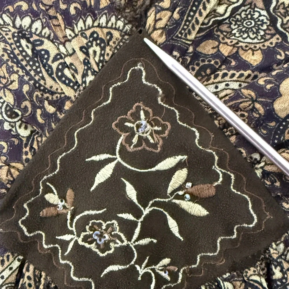 Vintage Y2K Faded Glory Paisley Bell Sleeve Top Womens M Brown Boho Fairy Grunge - Picture 6 of 7